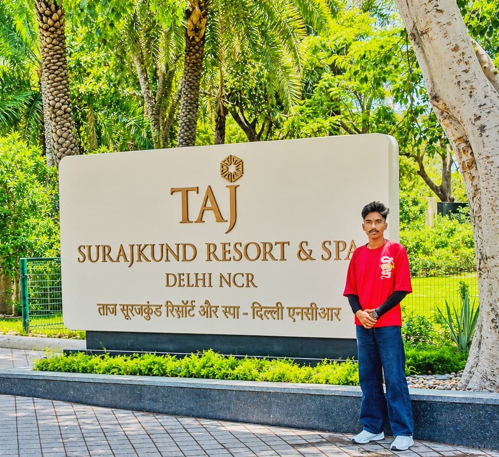 Student Vinay Singh placement proof at Taj Surajkund Resort & Spa